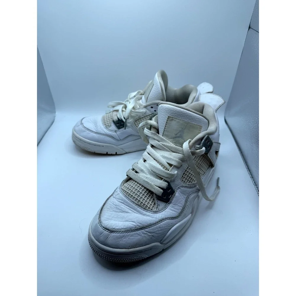 Air‎ Jordan 4 Retro 408452-100 Youth 6 Sneakers White Leather Lifestyle Shoes